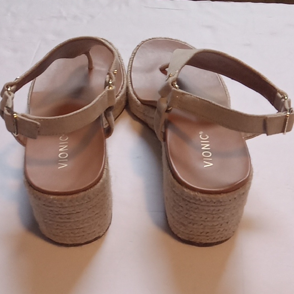 Vionic Kirra Tan Wedge Straw Heel Sandals Size 10 - Picture 8 of 10